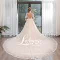 Latest Bridal Wedding Gowns Vestido de noiva Charming Deep V-Neck Lace Appliqued and Beaded A-Line Wedding Dress 2020